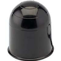 Black Draper plastic tow ball cover, 50mm, with smooth dome shape and glossy finish.
