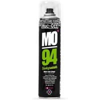 Black Muc-Off MO-94 400ml aerosol can with white and green text, clear cap, and pink cross logo.