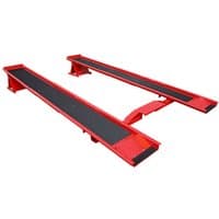 Red Sealey MR1 3 Tonne Car Lift/Ramp with black non-slip surfaces and sturdy metal construction.