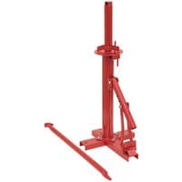 Red Sealey TC960 manual tyre changer with vertical column, base support, and lever arm.