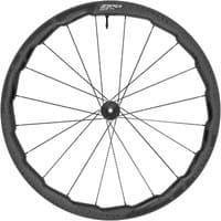 Zipp 353 NSW carbon tubeless front wheel, black spokes, center locking hub, 700C size, includes wheel sensor.